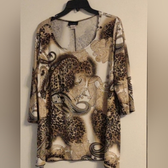 Brittany Black multicolor 3/4 sleeve blouse 1XL - Picture 1 of 6